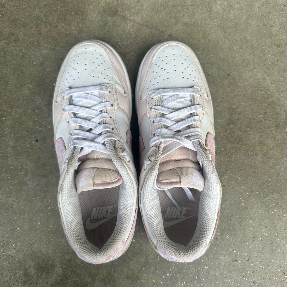 Nike Dunk Low, White and Light Pink Paisley